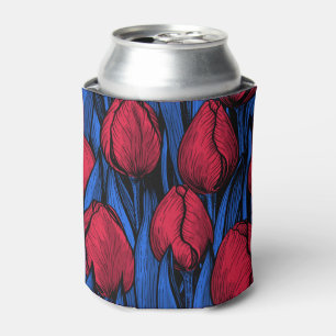 Enfriador De Latas Tulipanes en rojo y azul