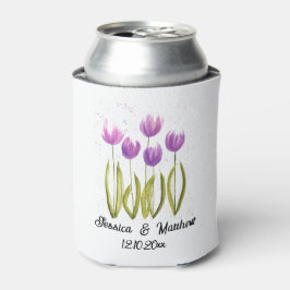 Enfriador De Latas Tulipanes morados Bodas de la Primavera floral Rus