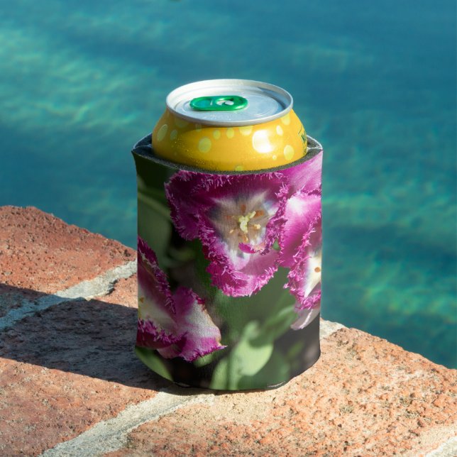 Enfriador De Latas Tulipanes morados en el jardín (Piscina in situ)