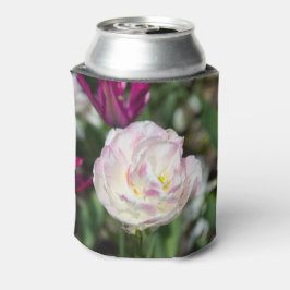 Enfriador De Latas Tulipanes rosa brillante en un día soleado