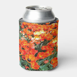 Enfriador De Latas Tulipanes Sobre El Fuego Floral Artística
