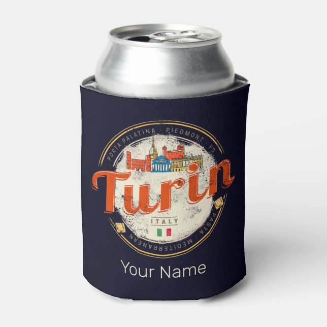 Enfriador De Latas Turín Piedmont Retro Skyline Pasta de cosecha ital (Lata Anverso)