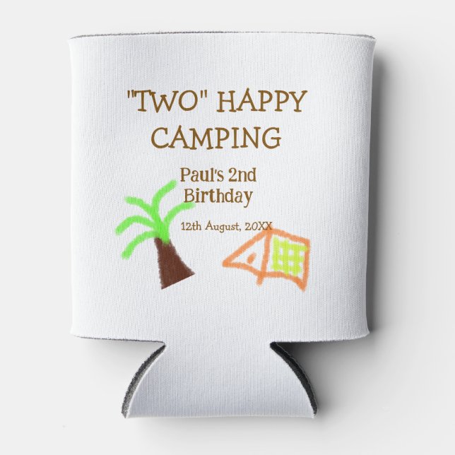 Enfriador De Latas Two happy camping 2nd birthday tree camp kids (Anverso)
