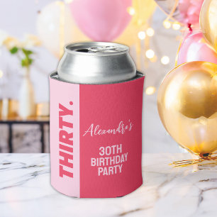 Enfriador De Latas Último cumpleaños número 30 de moda Negrita rosa y