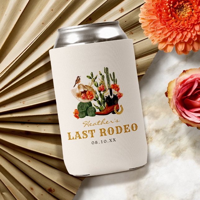 Enfriador De Latas Último Rodeo (Boho Watercolor Wild West Last Rodeo Bridal Shower Can Cooler
)