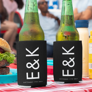 Enfriador De Latas Ultra Moderno negrita Gran Monograma Boda simple