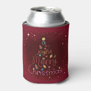 Enfriador De Latas Un alegre saludo navideño sobre rojo