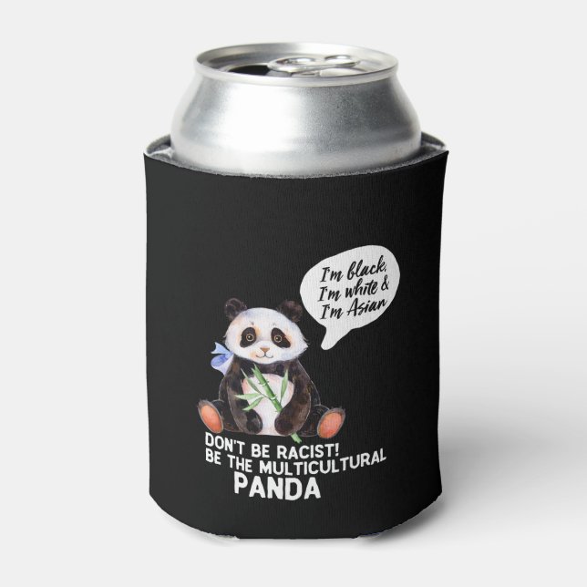 Enfriador De Latas Un divertido panda contra el racismo blanco negro  (Lata Anverso)