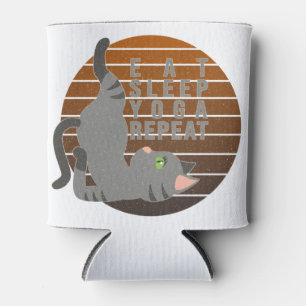 Enfriador De Latas Un gato gracioso haciendo yoga. diseño divertido d