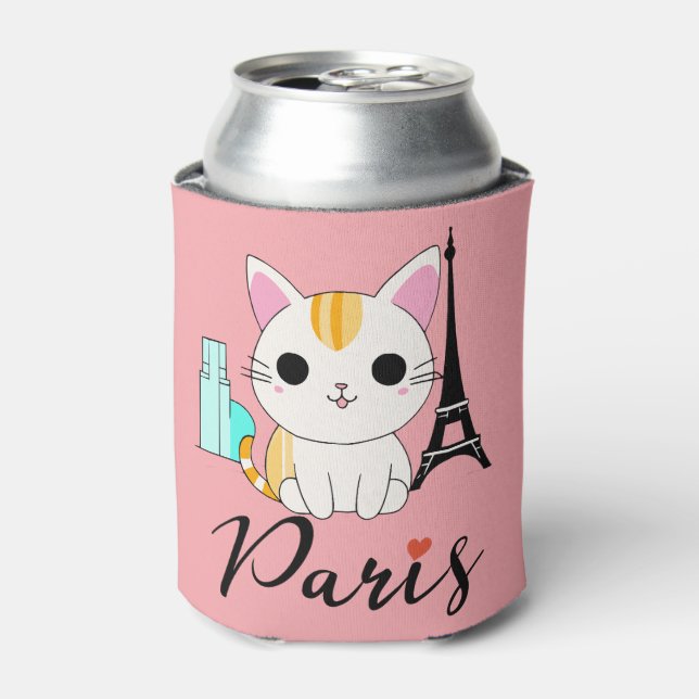 Enfriador De Latas Un gato lindo en París (Lata Anverso)