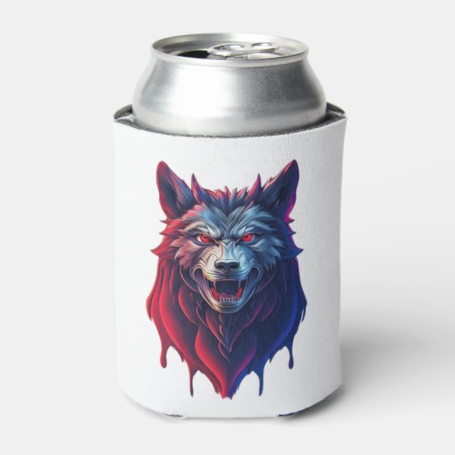 Enfriador De Latas Un ilustracion detallado enfrenta al malvado lobo  (Lata Anverso)