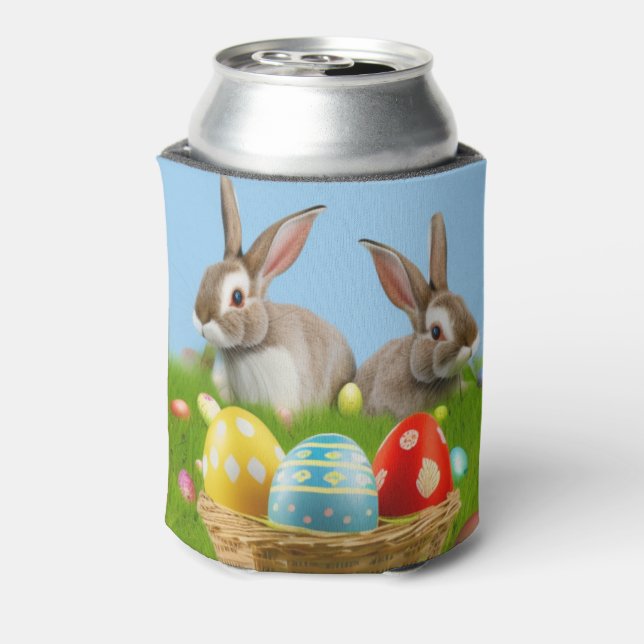 Enfriador De Latas Un lindo conejo de Pascua para un ánimo positivo (Reverso de la lata)
