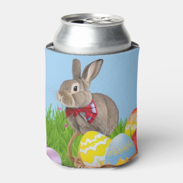 Enfriador De Latas Un lindo conejo de Pascua para un ánimo positivo (Lata Anverso)