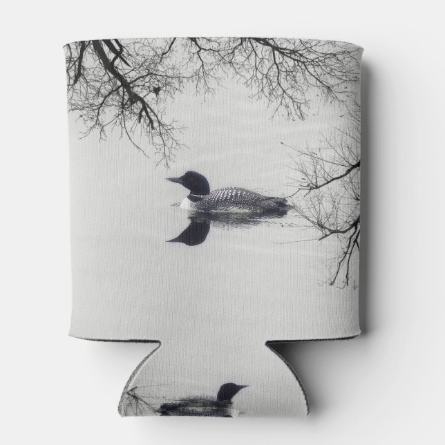 Enfriador De Latas Un lomo común nade en un lago del norte en inviern (Reverso)