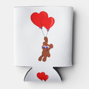 Enfriador De Latas Un Oso De Teddy Con Globos En Forma De Corazón