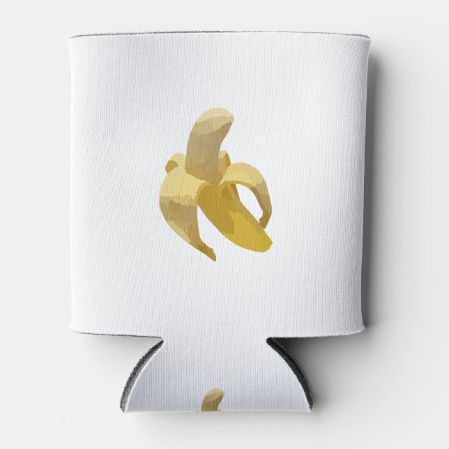 Enfriador De Latas Un Personalizado de banana desenvainada a mitad de (Anverso)