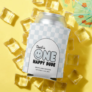 Enfriador De Latas Un tipo feliz Groovy Blue Boy Cumpleaños