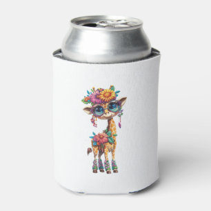 Enfriador De Latas Una Cuidada Girafa Infantil Con Acento Floral Y De