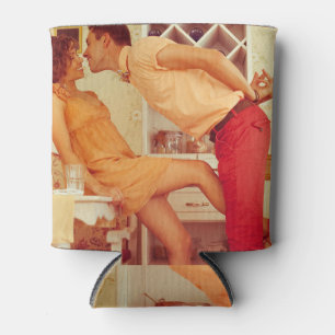 Enfriador De Latas Una pareja hipster: un moderno café vintage.