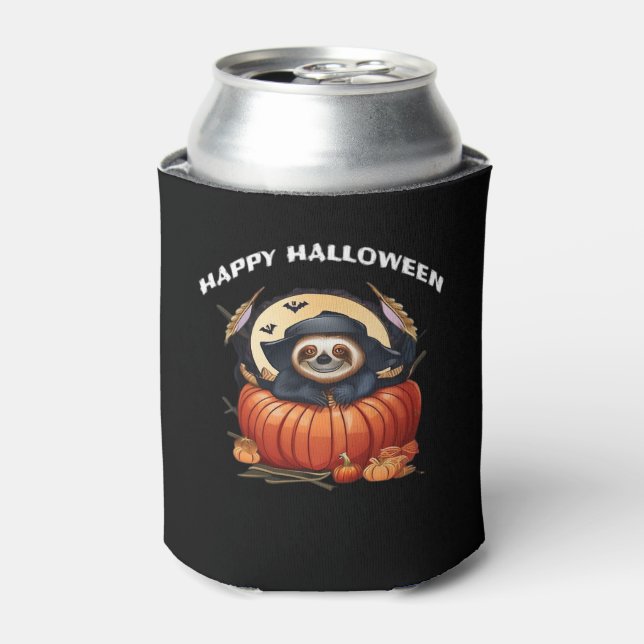 Enfriador De Latas Una pereza divertida celebrando Halloween Esencial (Lata Anverso)