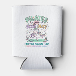 Enfriador De Latas Unicorn Pilates y polvo de hadas tipografía negrit