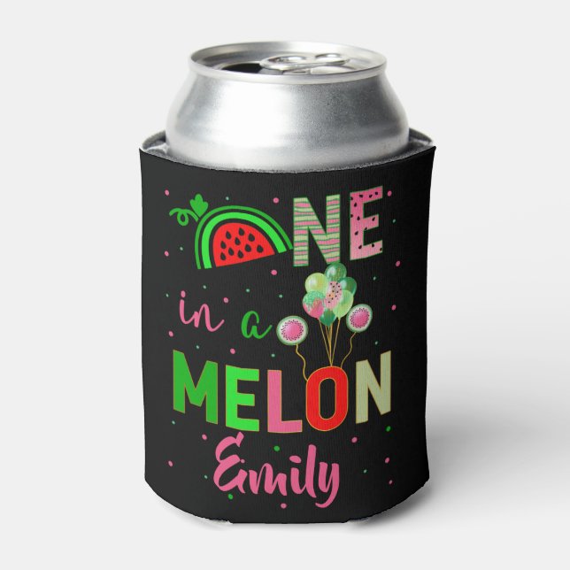 Enfriador De Latas Uno en melón melón de melón Chica de cumpleaños co (Lata Anverso)