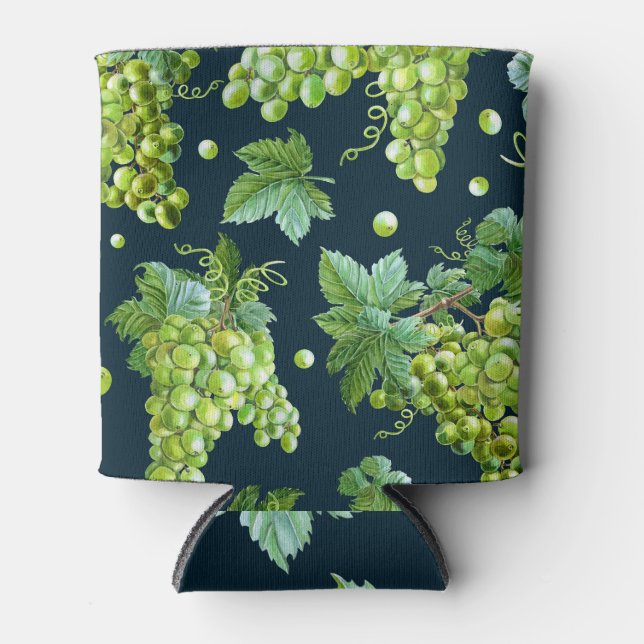 Enfriador De Latas Uva verde: Patrón oscuro de acuarela (Anverso)