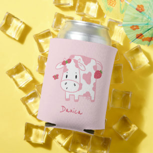 Enfriador De Latas Vaca de fresa y mariposa   Nombre