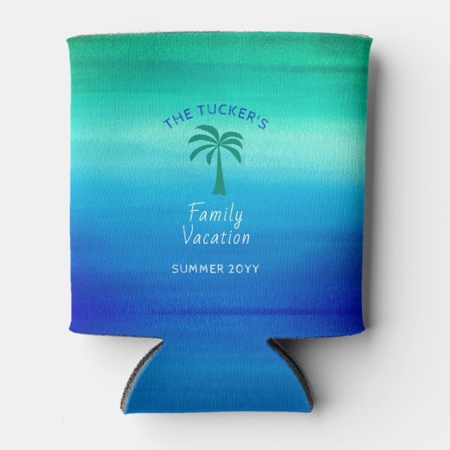 Enfriador De Latas Vacaciones familiares de verano en la playa de Pal (Anverso)