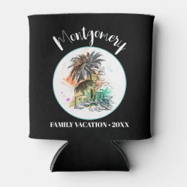 Enfriador De Latas Vacaciones familiares de verano en negro