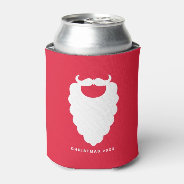 Enfriador De Latas Vacaciones modernas de la Santa Barba roja y blanc (Lata Anverso)