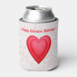 Enfriador De Latas Valentine Birthday Fancy Red Hearts