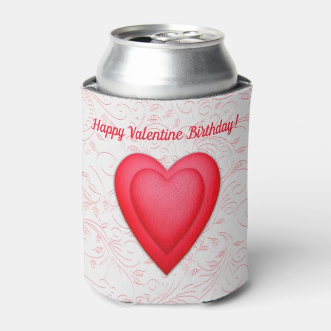 Enfriador De Latas Valentine Birthday Fancy Red Hearts (Lata Anverso)