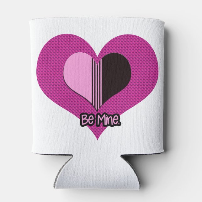 Enfriador De Latas Valentine Heart Pink and Black Be Mine (Reverso)