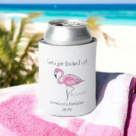 Enfriador De Latas Vamos a estar amontonados Pink Flamingo Personaliz