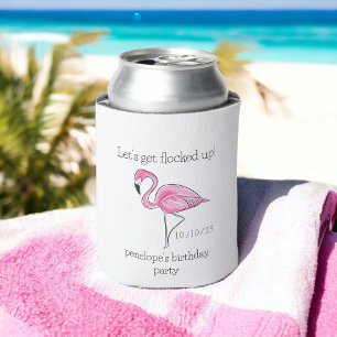 Enfriador De Latas Vamos a estar amontonados Pink Flamingo Personaliz