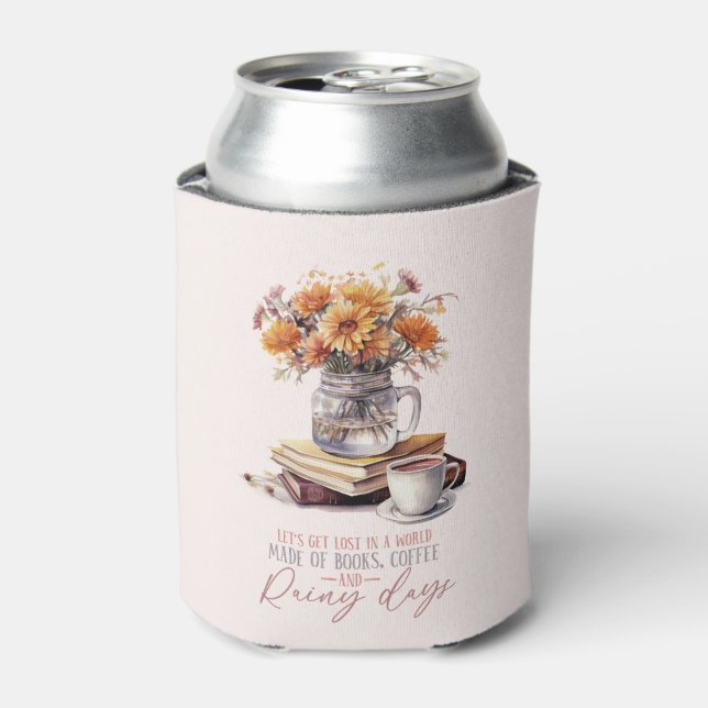 Enfriador De Latas Vamos a perdernos - Libros, café y Rústica de Lluv (Lata Anverso)