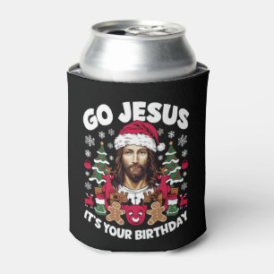 Enfriador De Latas Vamos Jesús Es Tu Cumpleaños Suéter Feo De Navidad