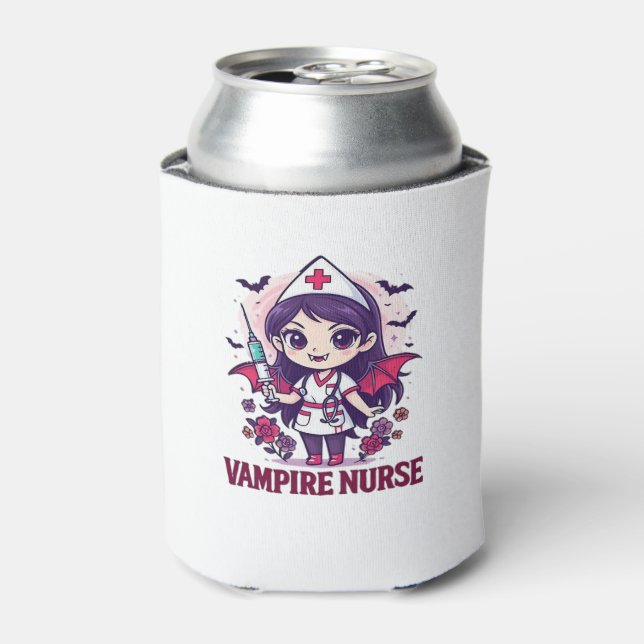 Enfriador De Latas Vampire Nurse Shirt � Funny Halloween Medical Work (Lata Anverso)