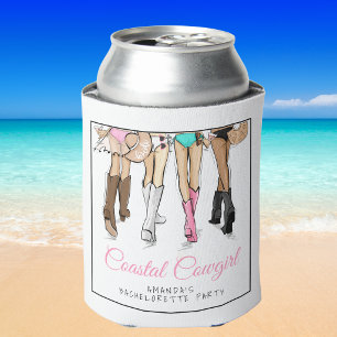 Enfriador De Latas Vaquera Costera Soltera / Novia Personalizada