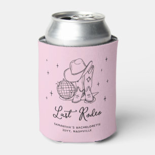 Enfriador De Latas Vaquera de Disco Rosa Último Rodeo Fiesta de Despe