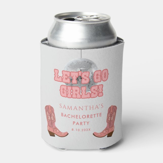 Enfriador De Latas Vaquera de Disco Vamos Chicas Fiesta de Despedida  (Lata Anverso)