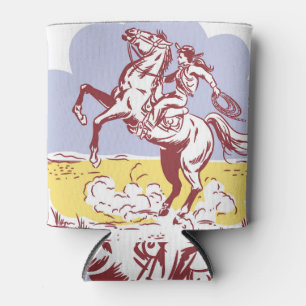 Enfriador De Latas Vaquera salvaje del Oeste: Dibujo de líneas antigu