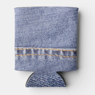 Enfriador De Latas Vaqueros azules: textura de coser detallada.
