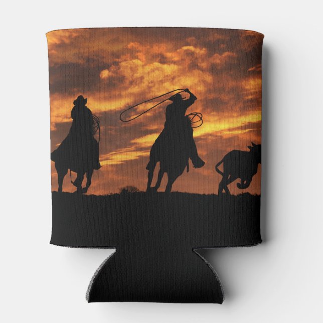 Enfriador De Latas Vaqueros montando en el oeste (Reverso)