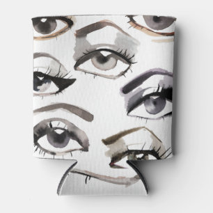 Enfriador De Latas Varios ojos, latigazos, diseño de maquillaje.