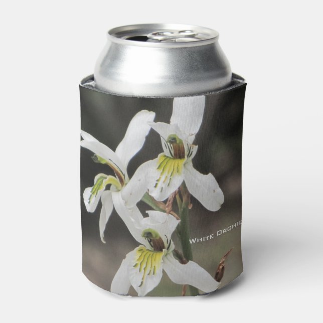 Enfriador De Latas Vaso refrigerador de orquídeas amarillas blancas (Lata Anverso)