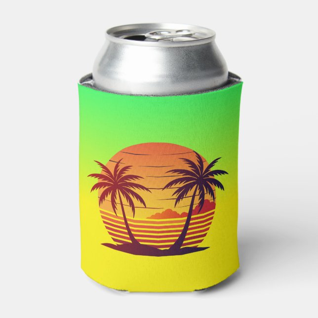 Enfriador De Latas Vector atardecer con palmeras (Lata Anverso)