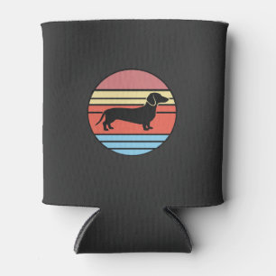 Enfriador De Latas Vector Atardecer Perro Teckel Retro