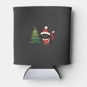 Enfriador De Latas Vector de gato de Navidad Santa árbol